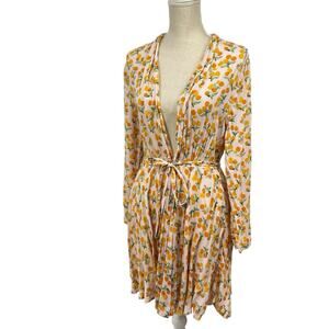 Free People Intimately Worth It Robe size Large Fruit Print tie waist Above knee